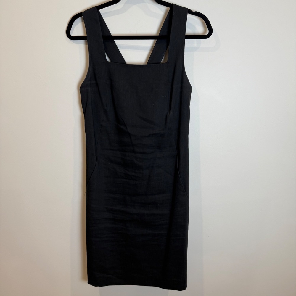 Theory Black Wool‎ Linen Blend Dress Sleeveless Career Work Fitted Size 4